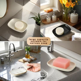 ZIVONA Ceramic Soap Dish for Bathroom, Bar Soap Holder with Elevated Ridges - Keeps Soap Dry, Premium Porcelain Dish, Elegant Modern Decor for Vanity Sink, Shower (White)