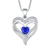 YL Women's Heart Necklace 925 Sterling Silver Pendant 12 Birthstone