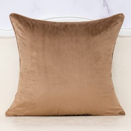 Alerfa Square Pillow Geometric Plaid Embroidery Cut Velvet Cushion Case Luxury Modern Throw Pillow Cover Decorative Pillow for Couch Sofa Living Room Bedroom Car 18 x 18 Inch Brown Gray