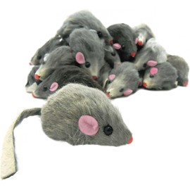 Opemg 5 Pcs Gray Fur Rattle Mouse Cat Toy Mice Animal Toy Pet Supplies Furry Play Combo - Cat Toy Mix