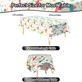 Xinvery Dinosaur Tablecloth, Dinosaur Rectangular Plastic Disposable Tablecloth, Dinosaur Theme, Birthday Party Decoration for Children, Boys, 2 Pieces, 137 x 274 cm