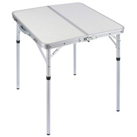 REDCAMP 24" Square Small Folding Camping Table with Adjustable Heights Legs, Lightweight Portable Aluminum Fold in Half Card Tables Bridge Tables for Outdoor Picnic, White