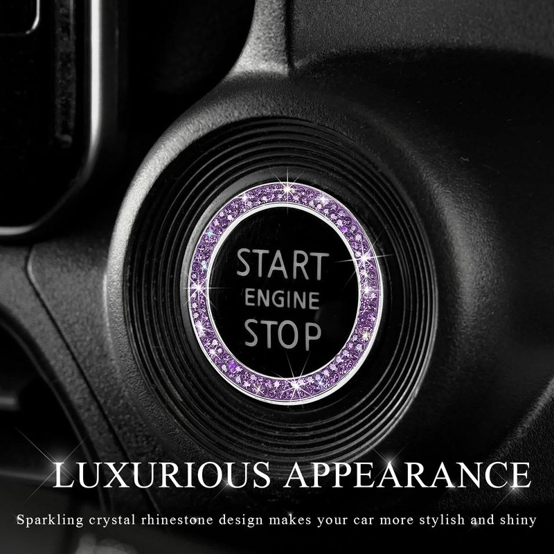 JUSTTOP 2PCS Car Bling Crystal Rhinestone Engine Start Ring Decals,