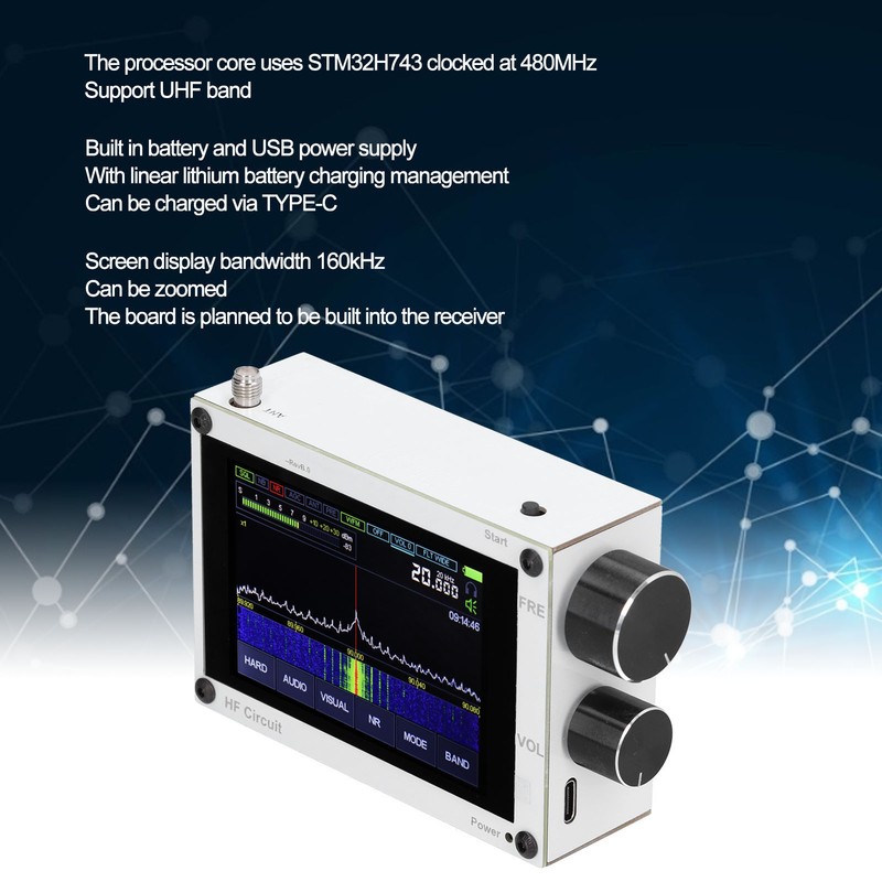 SDR Receiver Touch Screen Wireless Receiver Industrial Accessories 50kHz‑2GHz 3.5in