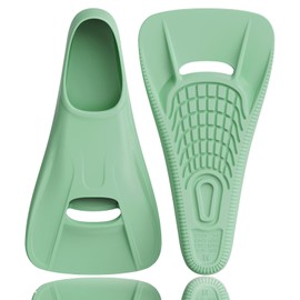 Swim Fins Adult Swim Training Fins for Pool Lap Swimming Comfortable Silicone Full Foot Pocket Travel Size Fins Short Blade Floating Flippers for Snorkeling Diving Swimming Adult Men Women