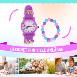 ertlutw Children's Watch, 3D Cute Cartoon Watch, Children's Watches for Girls from 3-10 Years, Watch for Children Boys and Girls, Digital Children's Watch, Analogue Quartz Watch, Teaching Wrist
