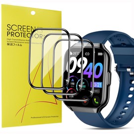 Blueshaweu Screen Protector Compatible with QCOQ Smartwatch 1.96 Inch P98, HD Clear Flexible TPU Screen Protector [Pack of 3] Compatible with QCOQ P98 Smartwatch (Black)