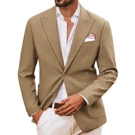 PJ PAUL JONES Blazer for Men Linen Cotton Blazer Lightweight Casual Suit Jacket for Summer Khaki XL