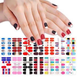 SILPECWEE 14 Sheets French Nail Wraps for Women Colorful Nail Polish Stickers Stick on Nail Polish Strips Gel Nail Strips Self Adhesive Fingernail Manicure Design with Nail File