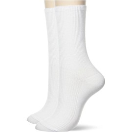 Gunze Women's Socks, Support, 9.1 - 9.8 inches (23 - 25 cm), White, Ribbed, Antibacterial, Deodorizing, 2 Pairs, White_20cm Length