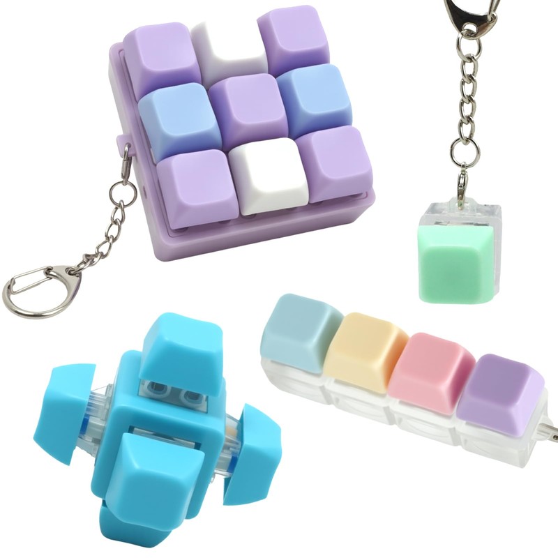 MILAKE Keyboard Fidget Set, 4 Pcs Keyboard Clicker Cube with