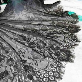 xingmo 3 Meters Lace Edge Trim Ribbon Floral Lace Ribbon Embroidered Applique Tulle Lace Edging Trimming Fabric for Sewing Width 70cm (Black)
