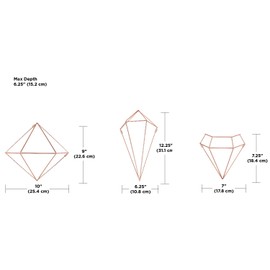 Umbra Prisma Wall Décor – Modern Geometric Wall Sculptures, Decorate Your Wall with Modern Metallic Wire Shapes, Table top Décor, Ceiling Décor, Set of 6, Copper