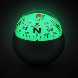 KanPas Dashboard Compass Ball with Double Dials for Cars Boats (V-32-L Luminous Version)