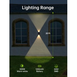 Mrzxy Solar Sconce Lights Outdoor Up and Down Solar Lights Outdoor Waterproof IP65 Dusk to Dawn for Wall, House Number, Address, Sign, Deck (Warm White, 2 Pack)