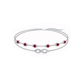 Dorunmo Infinity Anklet Sterling Silver Ankle Bracelets for Women Red Anklet Garnet Anklet Summer Jewelry Adjustable Beach Anklet January Birthstone Wedding for Bride Mom Women Wife