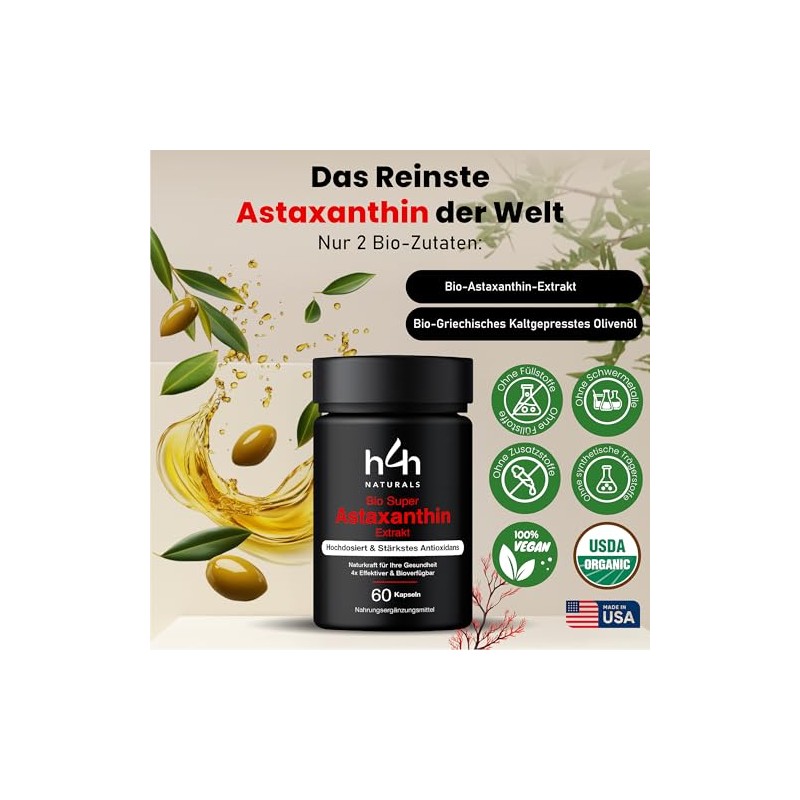 H4H Organic Super Astaxanthin - High Dose with 4x Better