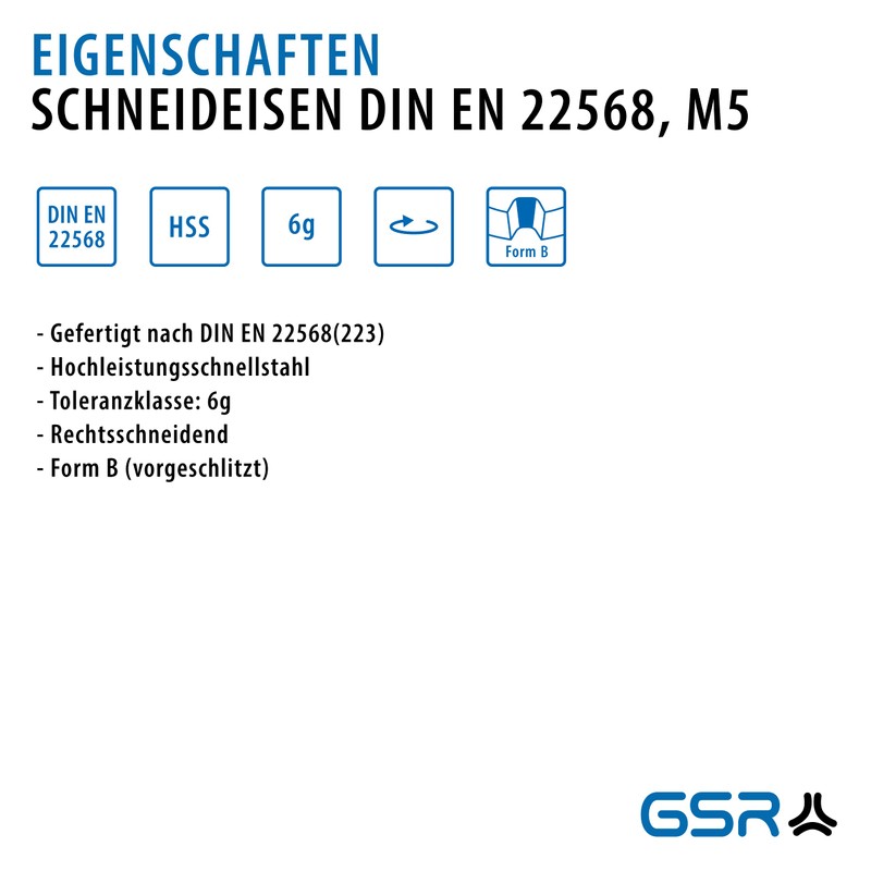 Professional Die M5, DIN 223, HSS, Metric