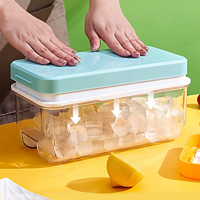 Press Type Ice Cube Maker, Ice Cube Trays with Lid