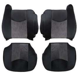 SecosAutoparts Driver and Passenger Bottom and Top Lean Back Cloth Fabric Seat Covers Dark Gray #69D Compatible with Chevy Silverado LS LT Z71 2003 2004 2005 2006 2007