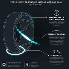 ThunderFit Silicone Wedding Rings for Men, Breathable Step Edge Rubber Engagement Bands 10mm Wide 2.5mm Thick - 1/2/3/4/5/6/7 Variety Multipack (Pack I - Size 8.5-9 (18.9mm))