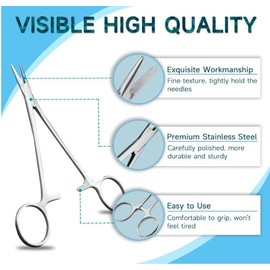 Stainless Steel Self-Locking Fishing Forceps Locking Pliers Piercing Pliers Suturing Piercing Clamp with Powerful Serrated Jaw Multipurpose Pincers for DIY Crafting Pet Grooming