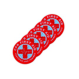 CPR & First Aid Trained Certified Hard Hat Reflective Stickers | 5 pk 2” Circles Safety Decals, OSHA Forklift Certified Hat Plastic Adhesive