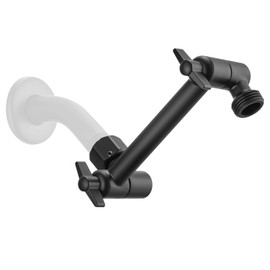 5 Inch Adjustable Shower Head Extension Arm With Locking Set Screw, Singing Rain Brass Matte Black Angle Height Adjustable, Easy To Install, G1/2 Universal Connector Compatible (Matte Black Finish)