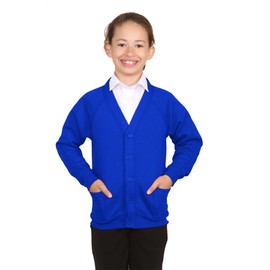 Hamishkane® V Neck School Cardigans for Girls and Boys - Long Sleeve Cardigan for School Uniform Girls and Boys, Casual School Shirts Girls and Boys 2-13 Years Royal Blue