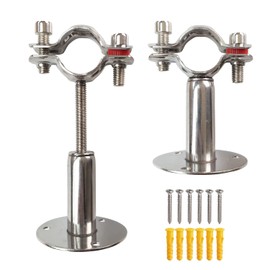 JENSWILL 2PCs Wall Mount Ceiling Pipe Support 304 Stainless Steel Adjustable Ceiling Pipe Bracket Clamp Pipe Straps Fit for Dia 25mm 3/4 inch Pipe Tube with Screws