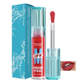 BEUKING Hydrating Lip Gloss, Non-Stick Glitter Lip Glaze Mirror Lipstick, Non-Stick Lightweight Matte High Pigment Non-Smudge Pearlescent Lip Gloss for Daily Lip Make up (03# Classics Red, 1 OZ)