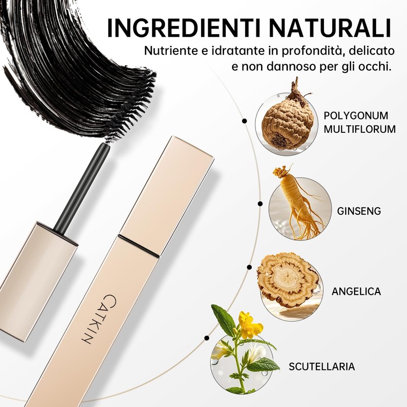 CATKIN Mascara, Mascara Waterproof Black for Length and Volume, with