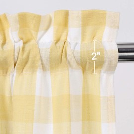 CAROMIO Cafe Curtains 24 Inch, Yellow and White Buffalo Plaid Gingham Check Short Tier Curtains for Kitchen Bathroom Window Curtain, Yellow