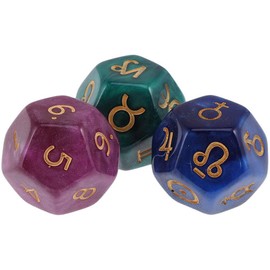 POFET 2 Set 6pcs Multicolor 12 Sided Resin Dice Astrology Tarot Constellation Divination Model A