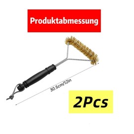 Pack of 2 Brass Grill Brushes, 30 cm Brass Grill Brush, Grill Brush for Cast Grate, Copper Wire Grill Brush for BBQ Cleaning, Camping, Charcoal Grill & Outdoor Stove Essential
