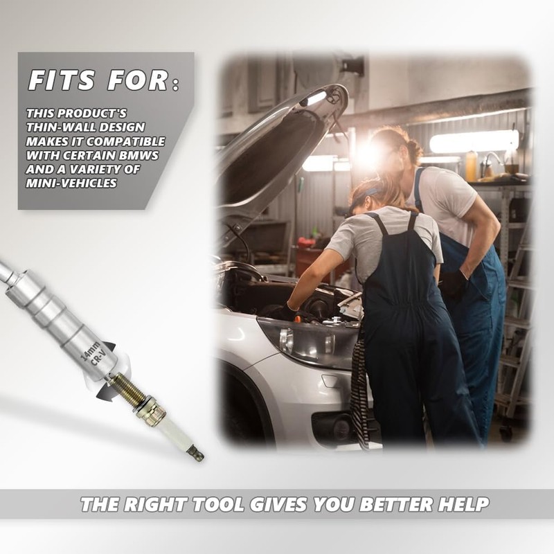 BEANPRECOY 14mm Spark Plug Socket, Swivel Magnetic Spark Plug Socket,