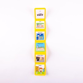 PECS® Compact Community/Traveling Visual Schedule, 18" x 3" Unfolded, 3" x 3" Folded, for Transitions, School, Home, Work and Community. (Yellow)