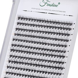 Cluster Lashes 144 Pcs Individual Lashes Wide Stem D Curl 9-15mm Length DIY Eyelash Extension Individual Soft False Lashes for Personal Use at Home (144pcs Mix 9-15MM, Eyelash Extension Kit)