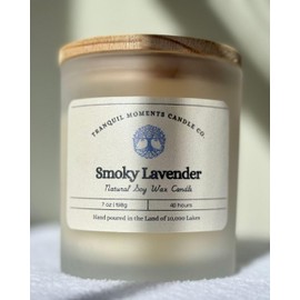 Tranquil Moments Candle Co. – 7 oz Smoky Lavender Scented Soy Candle 100% Natural Soy Wax | Aromatherapy | Eco-Friendly | 40-Hour Burn Time | Handmade in Small Batches