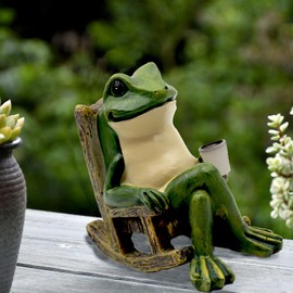 Tirifer Solar Frog Garden Statue, Outdoor Decor Figurine with Solar Light Fairy Garden Accessories Frog Decor for Patio, Balcony, Porch, Yard, Lawn Bedroom