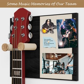 Eslujo Guitar Wall Mount 2 Pack, Wood Guitar Hanger Wall Mount, Guitar Holder for Wall, Guitar Accessories for Acoustic, Electric Guitar, Bass, Guitar Wall Hangers for Guitar Men's Gifts (Black)