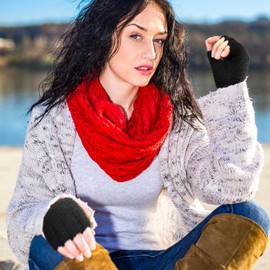 Geyoga 3 Pairs Women Fur Fingerless Gloves Winter Half Finger Knit Gloves Stretchy Warm Typing Winter Mittens (One Size,Black)