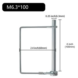 YOLMOOAT 2Pcs Premium Square Trailer Pin, 1/4" x 4"(6.3mm x 100mm) Trailer Coupler Pin, Upgrade Hitch Pins Trailer Hitch Pin for Farm Trailers, Towing, Lawn