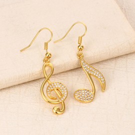 Stocking Stuffers Holiday Outfits for Women 2024 Music Note Earrings for Women Gold Musical Earrings Crystal Treble Clef Earrings Asymmetry Treble Clef Music Note Studs Funny Jewelry Gifts