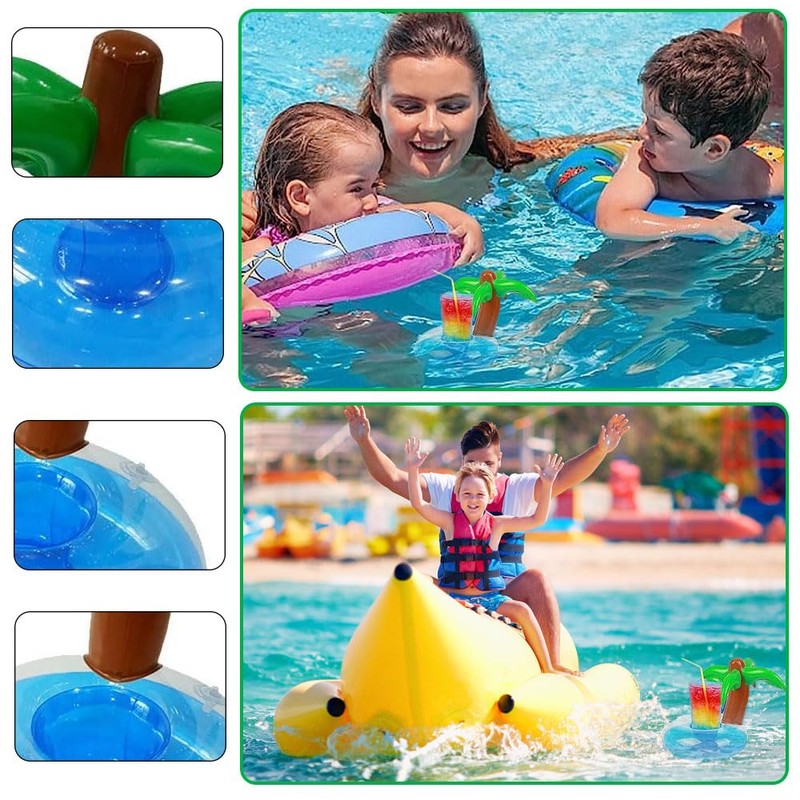 LATRAT Pack of 4 Inflatable Palm Tree Coasters, Jumbo Coconut