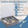 YICOCHI 2 Layer Large Silverware Tray with Lid,Stackable Utensil Organizer
