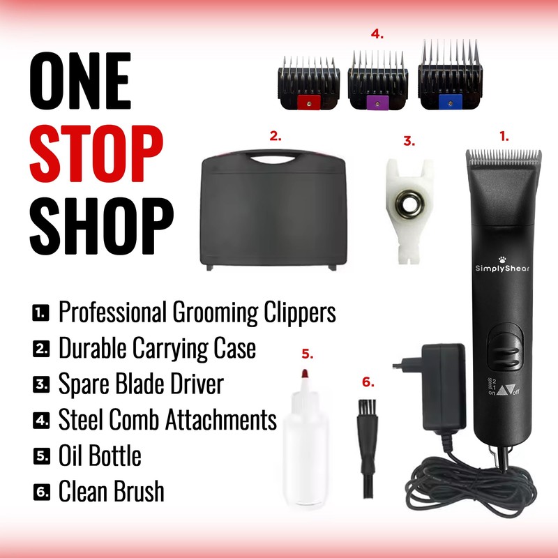 SIMPLYSHEAR Premium Dog Clippers for Grooming, High-Performance 2-Speed Corded Shears,