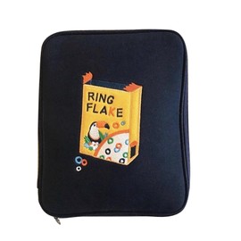 Tablet Sleeve Bread Cartoon Style Dual Zippers Soft Waterproof Breathable Tablet Bag for Laptop Tablet Blue Large 14.4x10.6x1in