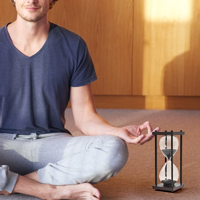 TeacherFav Hourglass Timer 60 Minute Large, Decorative Wooden Sandglass, Black