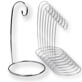 BANBERRY DESIGNS Ornament Stands - Set of 8 Silver Christmas Holders - Chrome Finished Metal 11-Inch Tall - Air Plant Terrarium - Christmas Ornament Collection Display